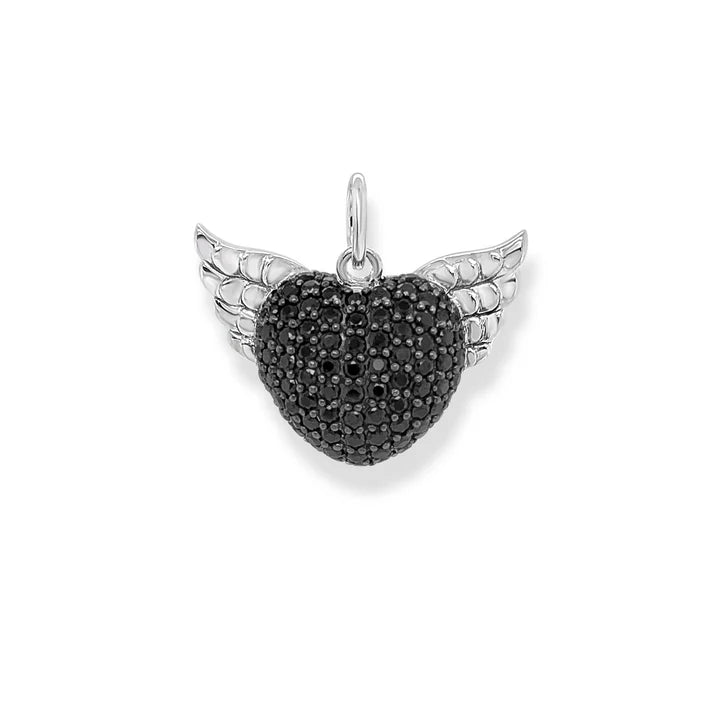 Thomas Sabo Charm Pendant Winged Heart Black Small