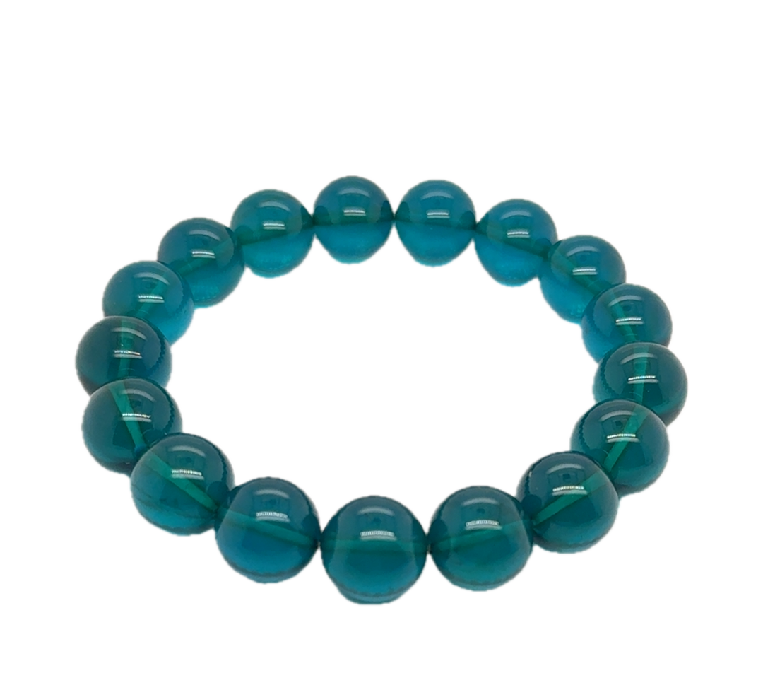 Baltic Amber Green Blue Infused Ball Bracelet