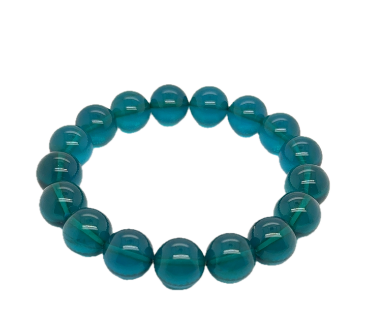 Baltic Amber Green Blue Infused Ball Bracelet