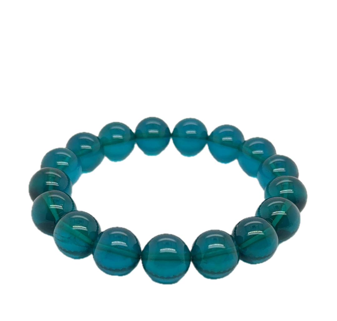 Baltic Amber Green Blue Infused Ball Bracelet