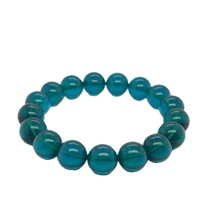 Baltic Amber Green Blue Infused Ball Bracelet