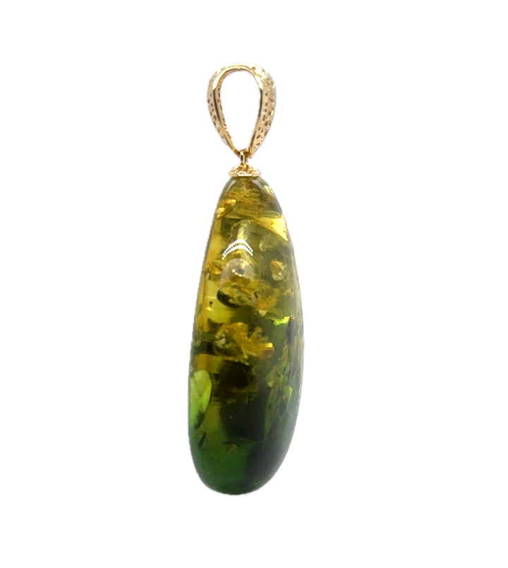 Gold Plated Green Baltic Amber Pendant