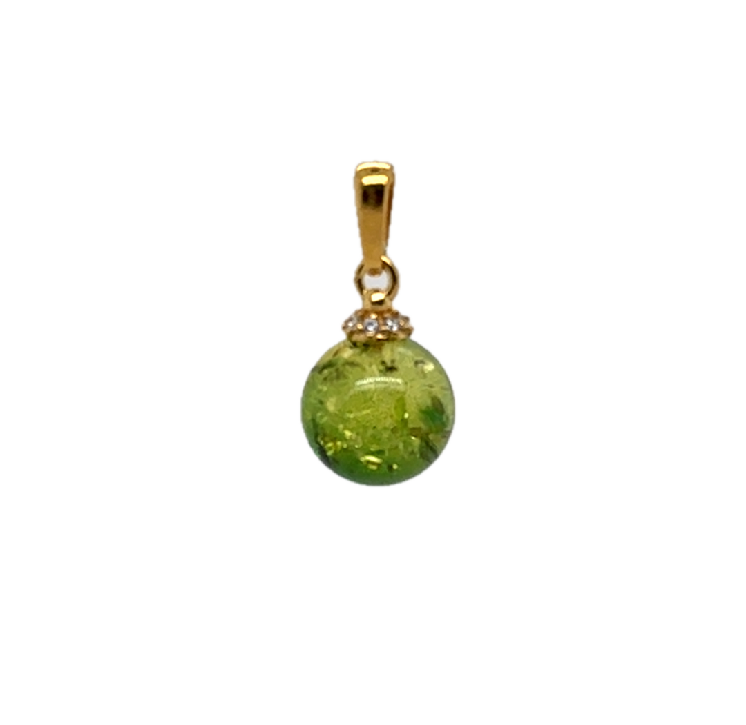 Gold Plated Green Baltic Amber Small Pendant