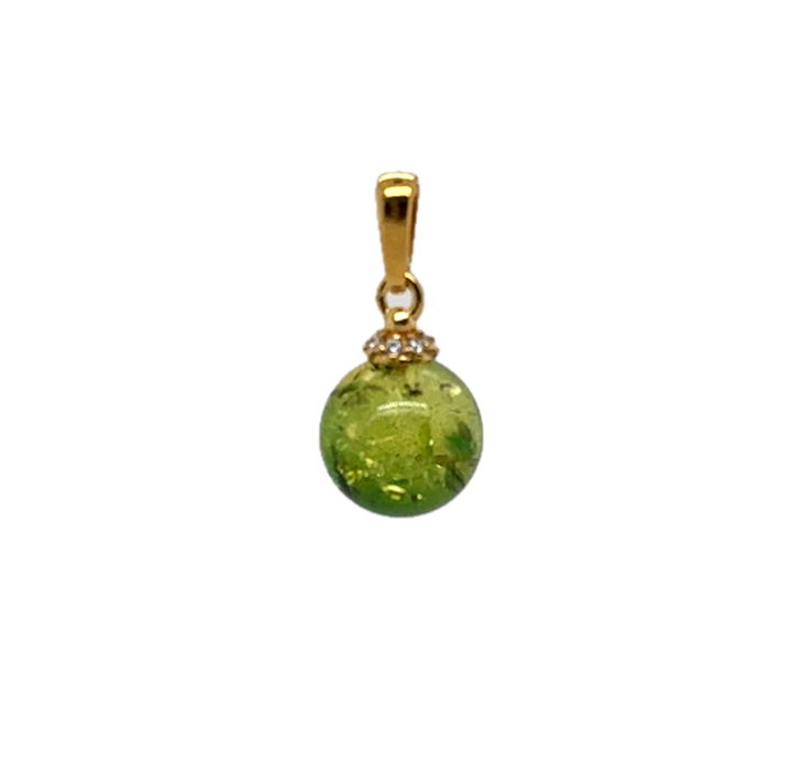 Gold Plated Green Baltic Amber Small Pendant