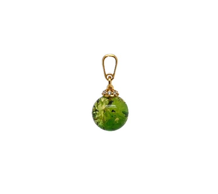 Gold Plated Green Baltic Amber Small Pendant