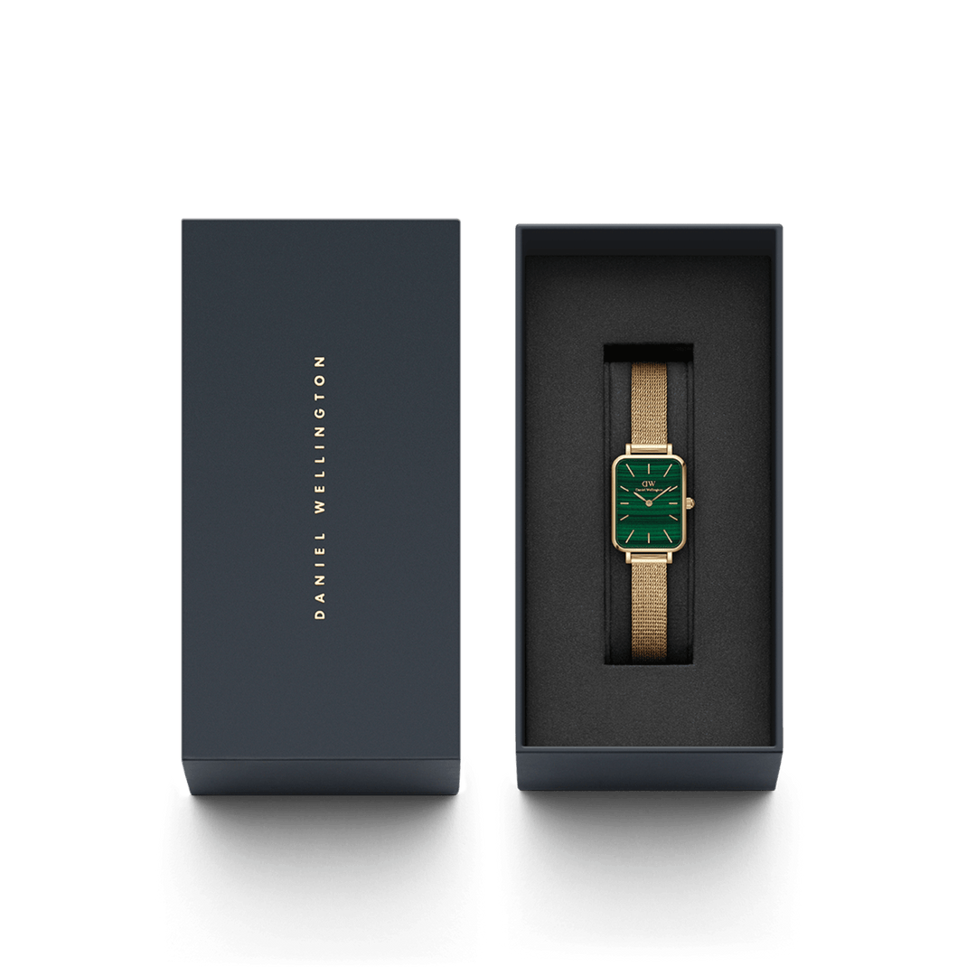 Daniel Wellington Quadro 20X26 Pressed Evergold Gold & Green Watch