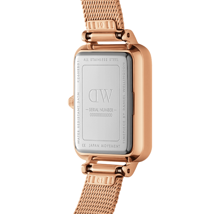 Daniel Wellington Quadro 20X26 Pressed Melrose Lumine Rose Gold & White Watch