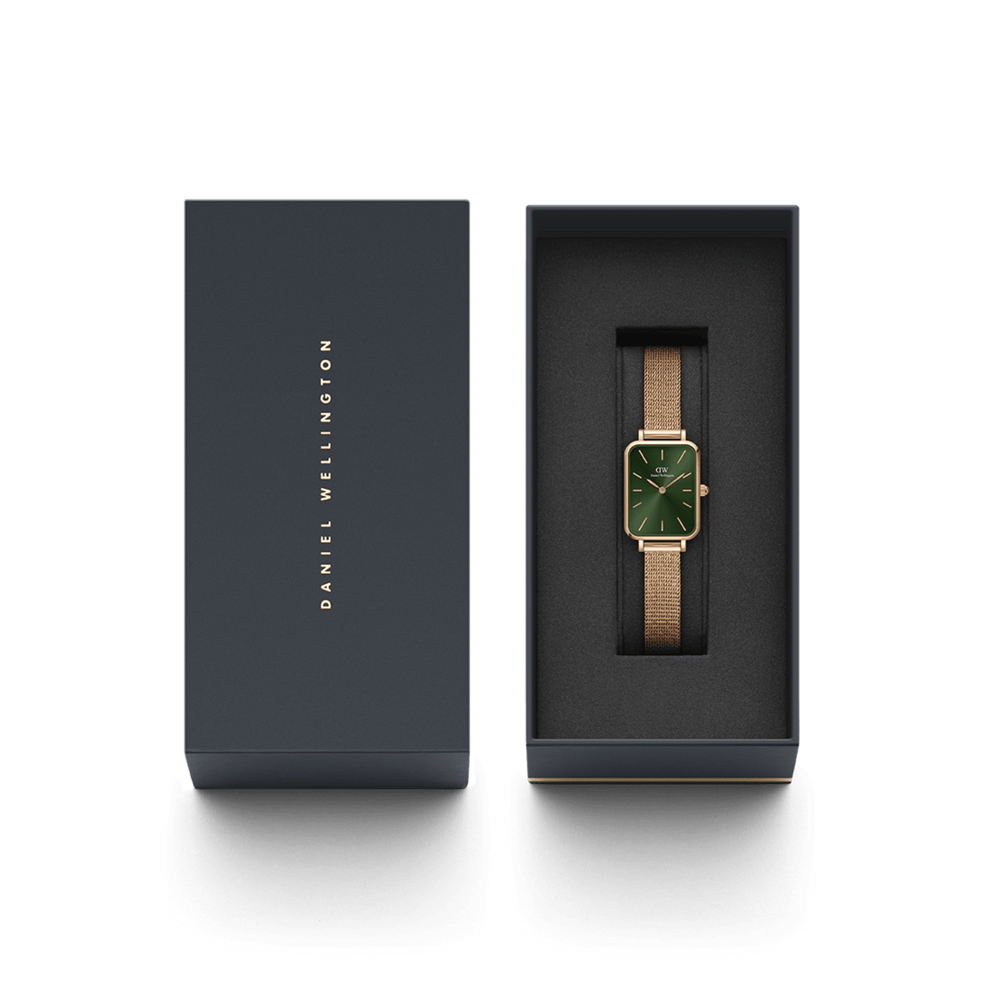 Daniel Wellington Quadro 20X26 Pressed Melrose Rose Gold & Emerald Watch