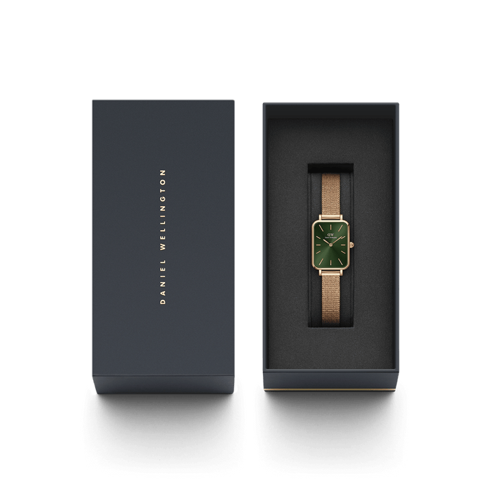 Daniel Wellington Quadro 20X26 Pressed Melrose Rose Gold & Emerald Watch