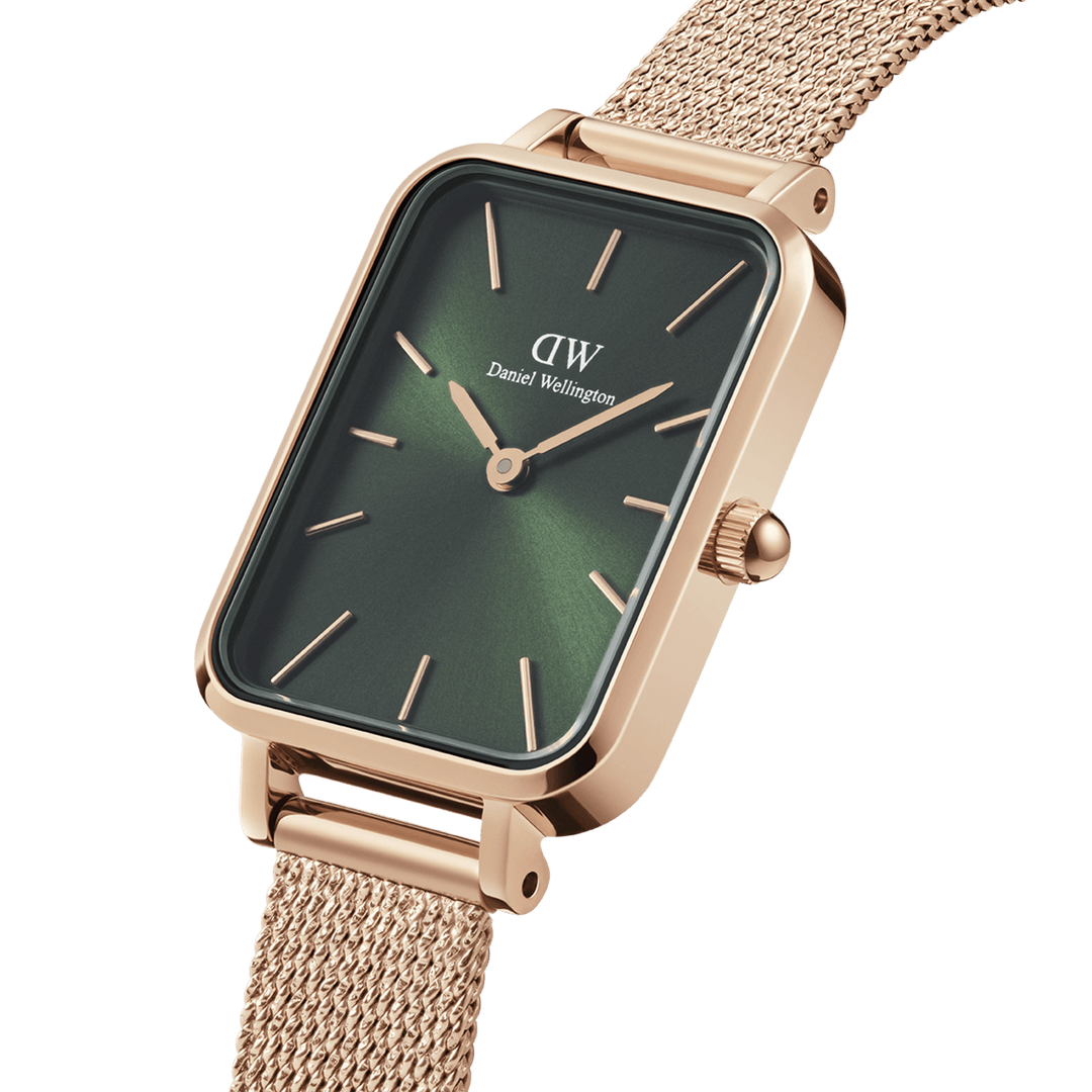 Daniel Wellington Quadro 20X26 Pressed Melrose Rose Gold & Emerald Watch