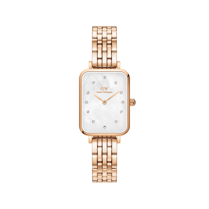 Daniel Wellington Quadro Lumine 20x26 5-Link Rose Gold & Mother of Pearl White Watch