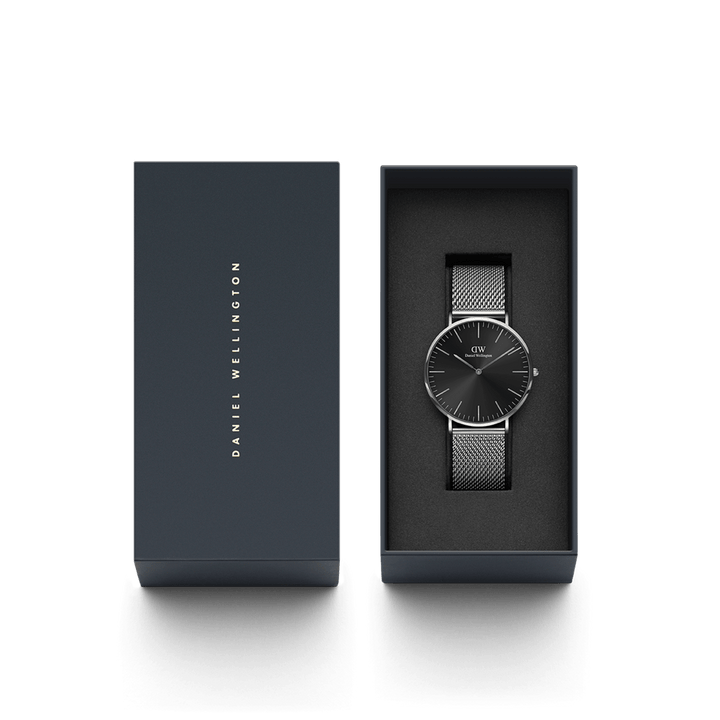 Daniel Wellington Classic 40 Sterling Silver & Onyx Watch