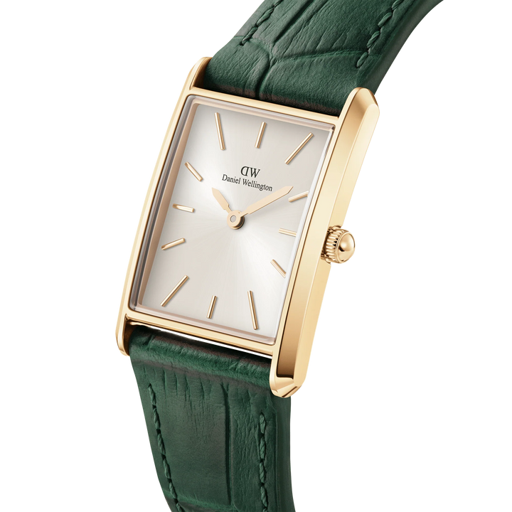 Daniel Wellington Bound 32x22 Green Croc Leather G Champagne Sunray Watch