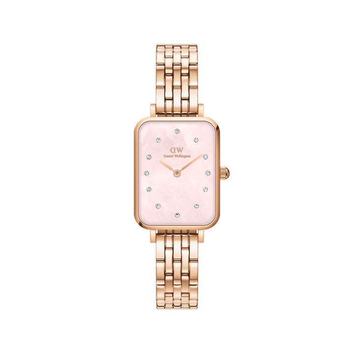 Daniel Wellington Quadro Lumine 20x26 5-Link Rose Gold & Mother of Pearl Pink Watch