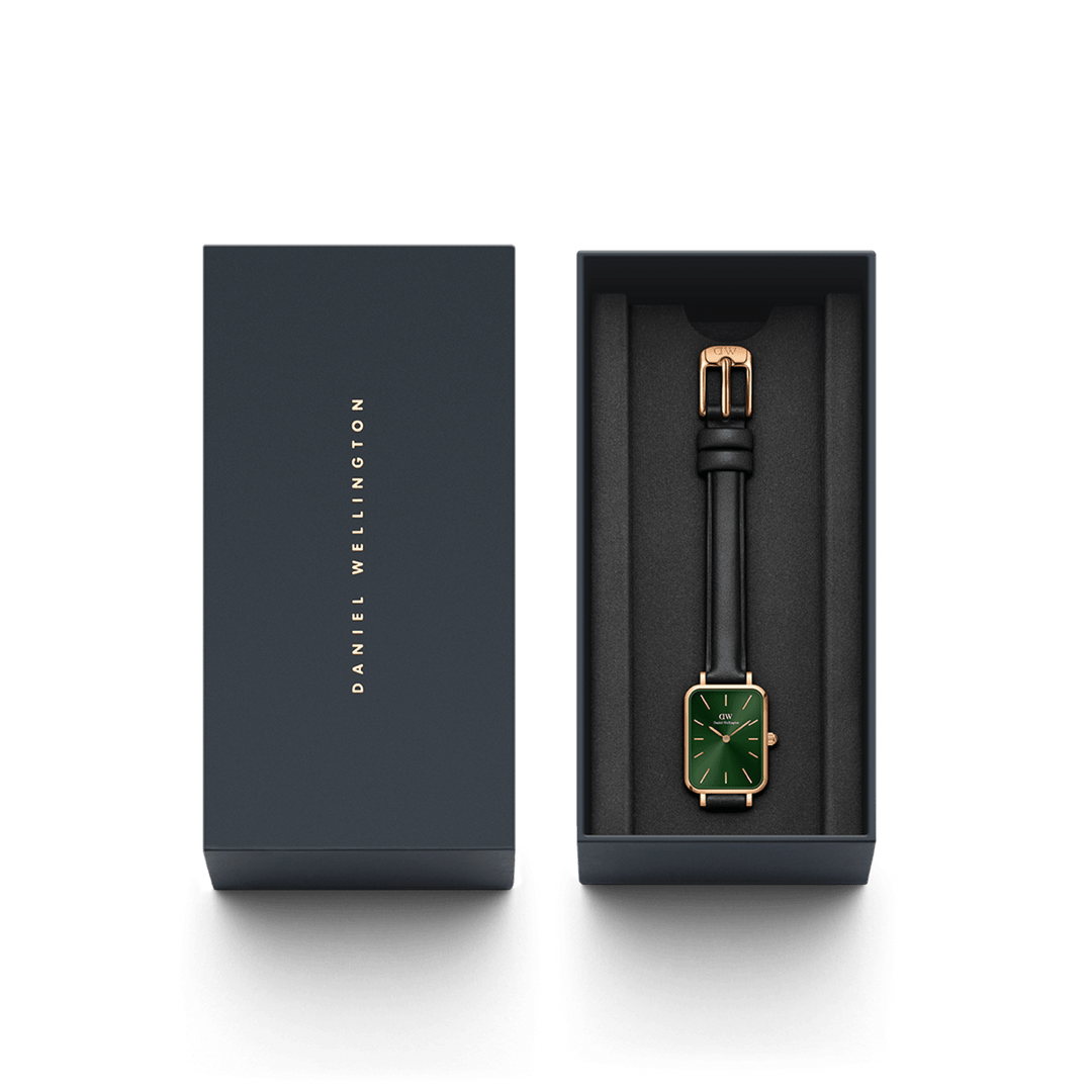 Daniel Wellington Quadro 20X26 Pressed Sheffield Rose Gold & Emerald Watch