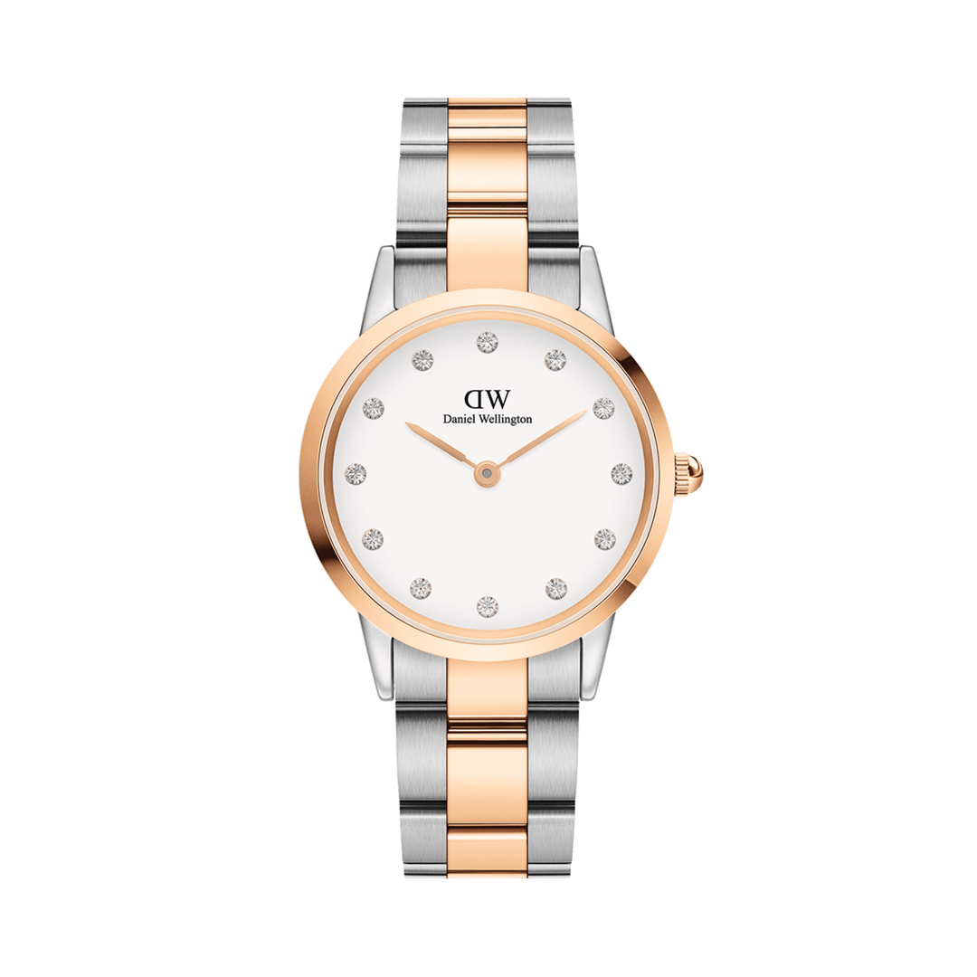 Daniel Wellington Iconic Link Lumine 28 Rose Gold & Silver White Watch