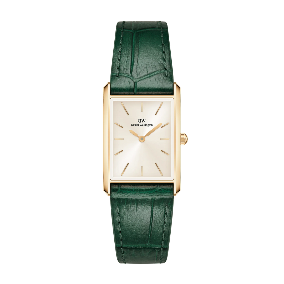 Daniel Wellington Bound 32x22 Green Croc Leather G Champagne Sunray Watch