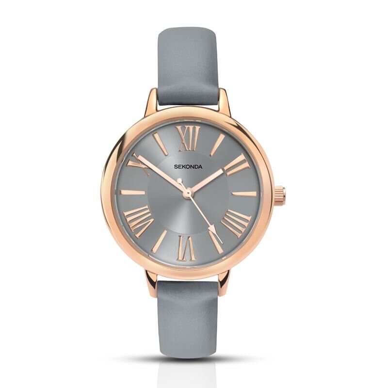 Sekonda Women's Rose Gold Watch Grey Strap SK2356