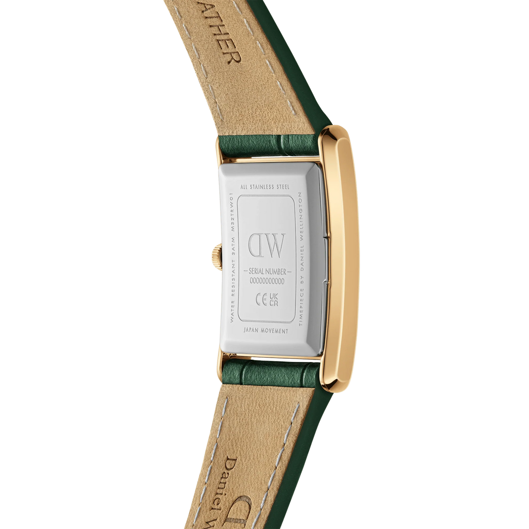 Daniel Wellington Bound 32x22 Green Croc Leather G Champagne Sunray Watch