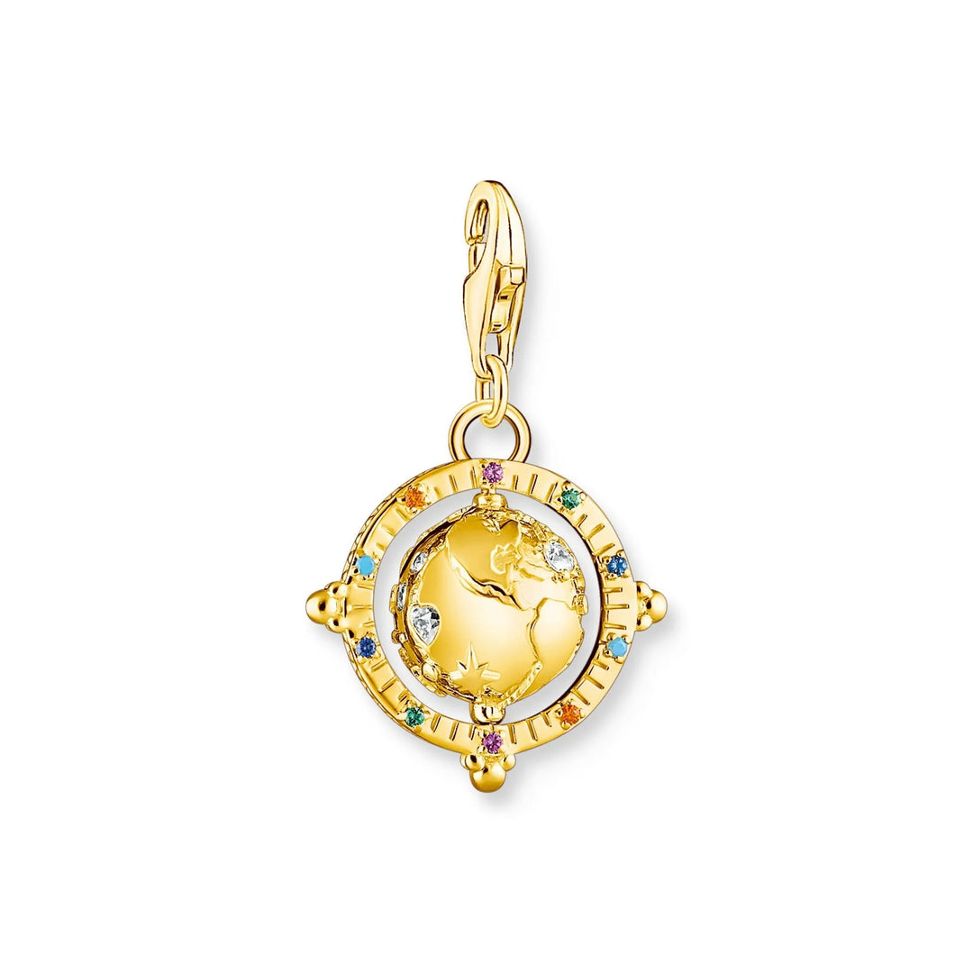 THOMAS SABO Charm Pendant Vintage Globe Gold Multi Stone