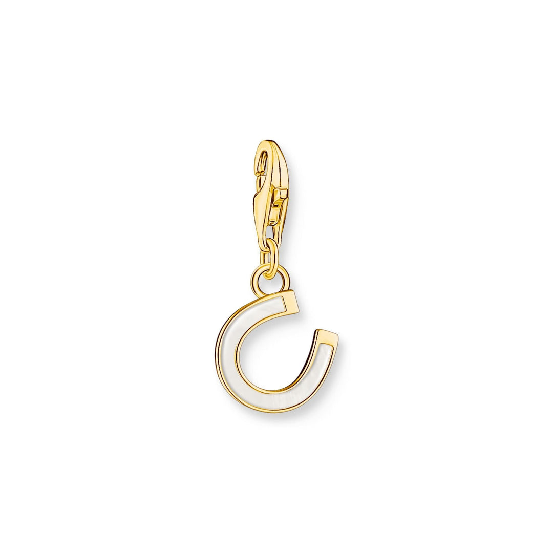 THOMAS SABO Gold Charm Pendant Horseshoe with White Cold Enamel