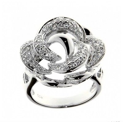 Ellani Sterling Silver CZ Rose Flower Ring - Lyncris Jewellers