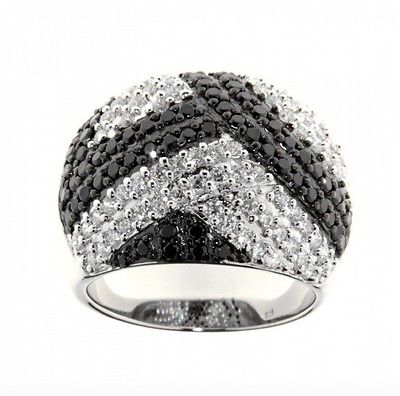 Ellani Sterling Silver CZ Abstract Dome Ring - Lyncris Jewellers