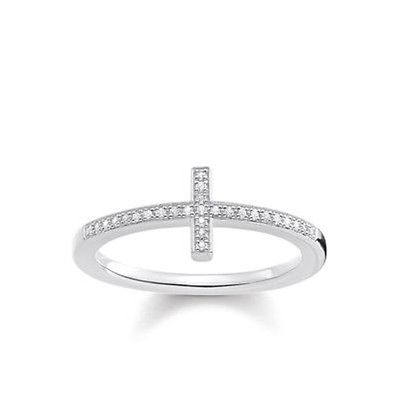 Thomas Sabo Sterling Silver Diamond Cross Minimalist Ring D_TR0028 - Lyncris Jewellers