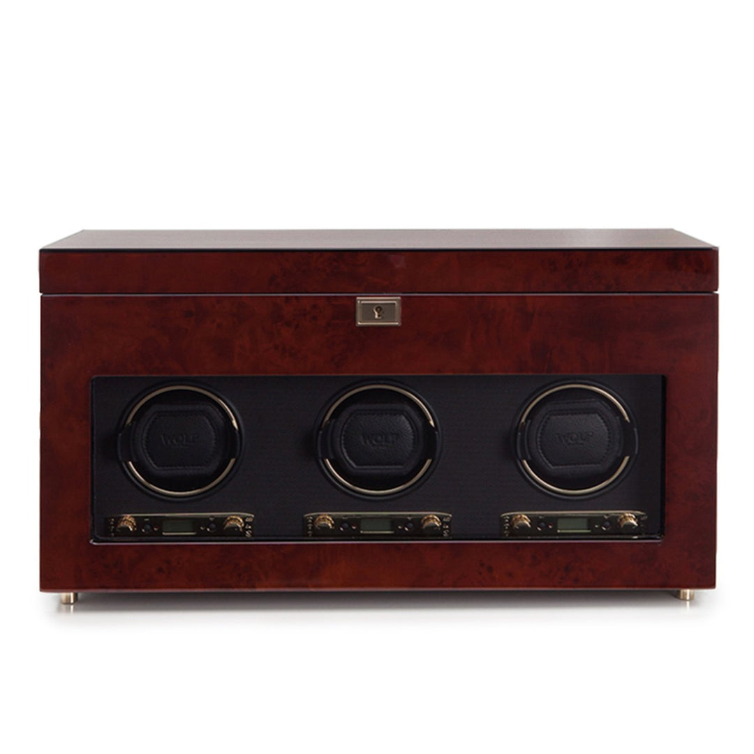 Wolf Savoy Triple Winder W Storage Burlwood | The Jewellery Boutique Australia