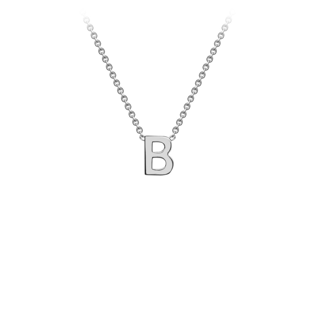 9K White Gold 'B' Initial Adjustable Necklace 38cm/43cm | The Jewellery Boutique Australia