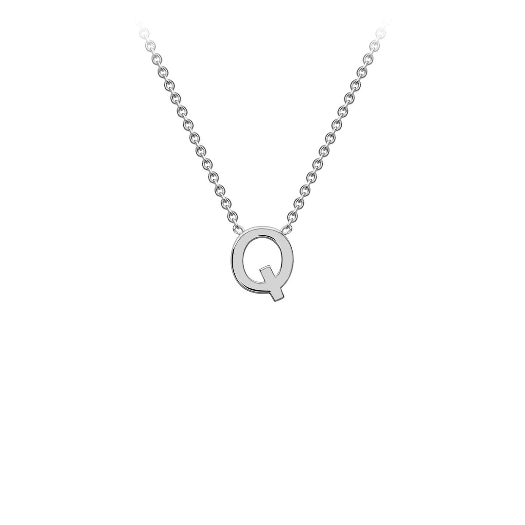 9K White Gold 'Q' Initial Adjustable Necklace 38cm/43cm | The Jewellery Boutique Australia