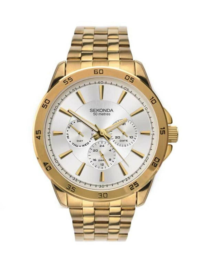 Sekonda Menâ€™s Classic Gold Bracelet Watch Chronograph Dial SK1586 - Lyncris Jewellers