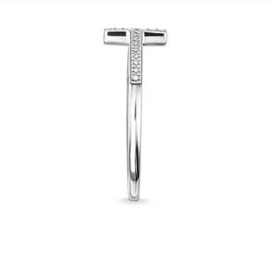 Thomas Sabo Sterling Silver Diamond Cross Minimalist Ring D_TR0028 - Lyncris Jewellers