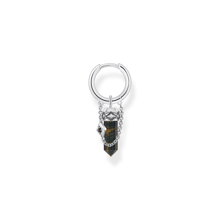 THOMAS SABO Crystal Single Hoop Earring with Golden Blue Tiger's Eye