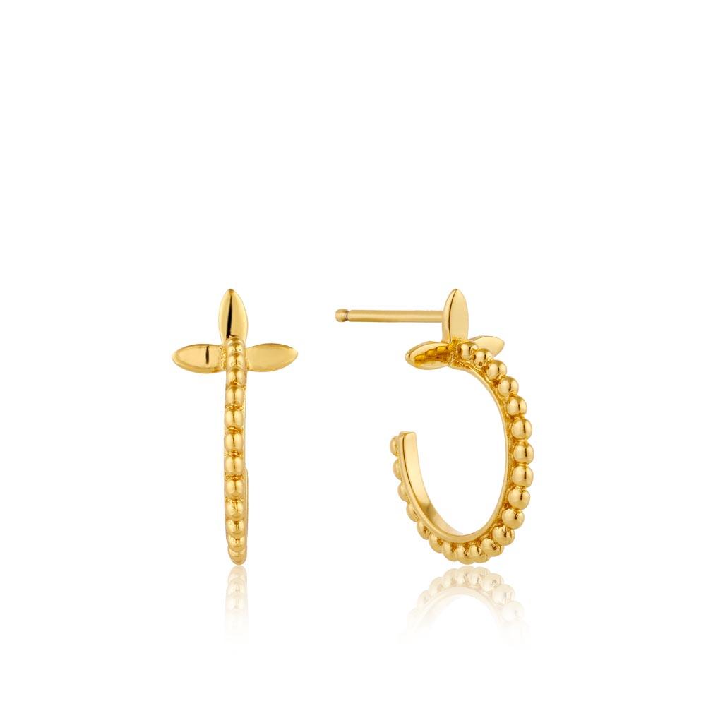 Ania Haie Modern Beaded Hoop Earrings - Gold