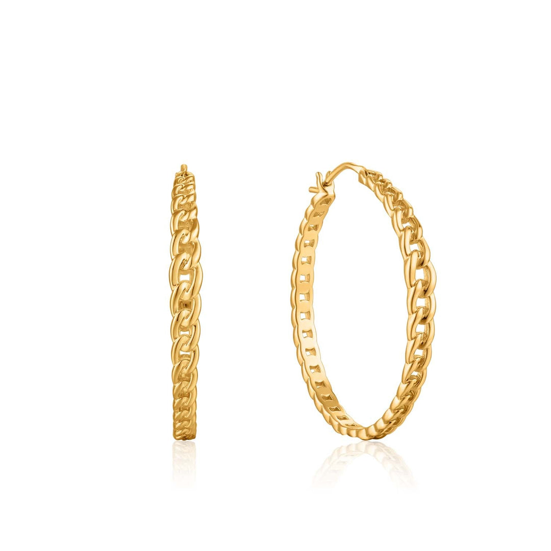 Ania Haie Curb Chain Hoop Earrings  - Gold