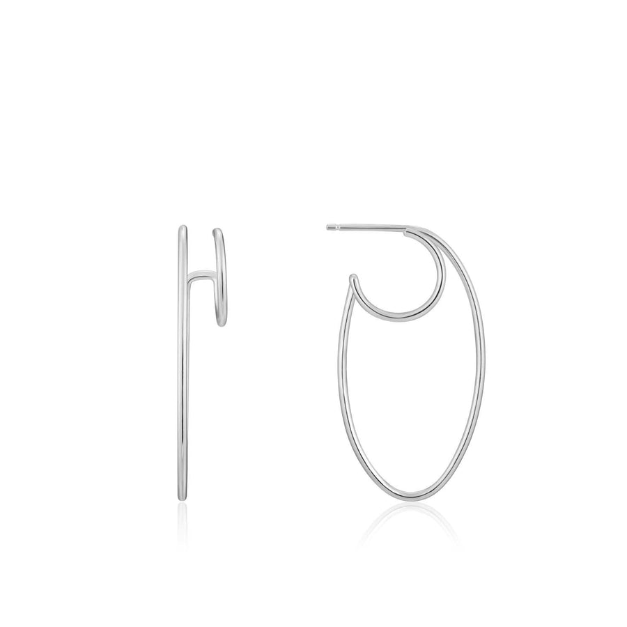 Ania Haie Oval Double Hoop Earrings  - Silver