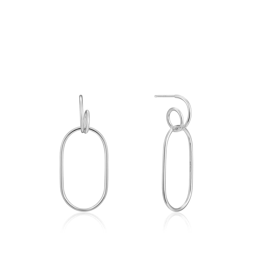 Ania Haie Spiral Oval Hoop Earrings  - Silver