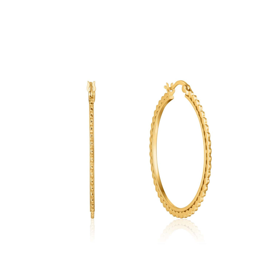 Ania Haie Flat Beaded Hoop Earrings  - Gold