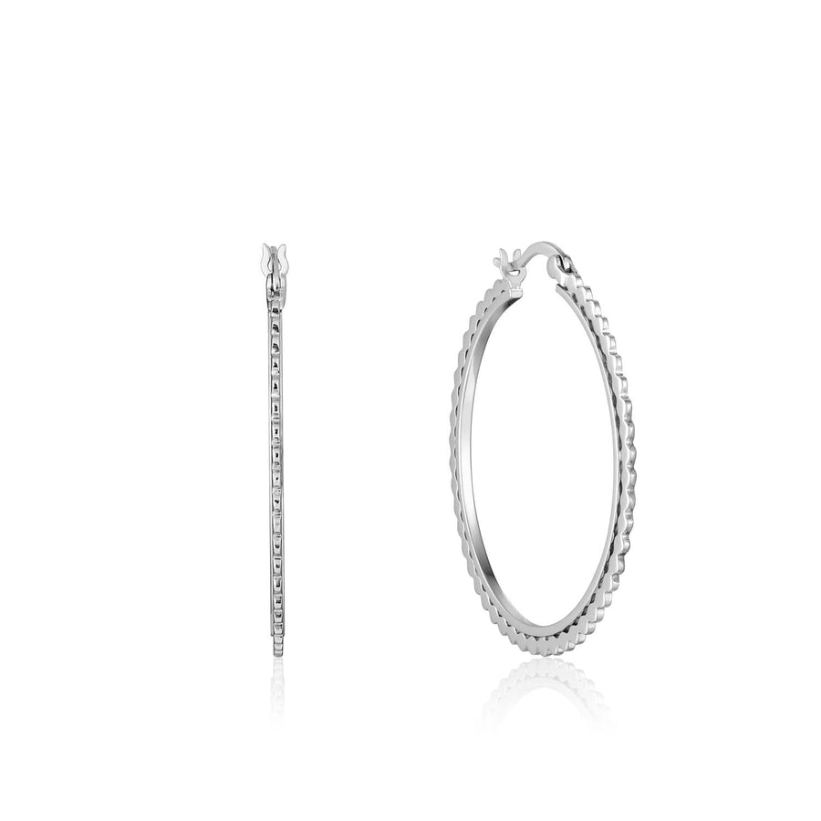 Ania Haie Flat Beaded Hoop Earrings  - Silver