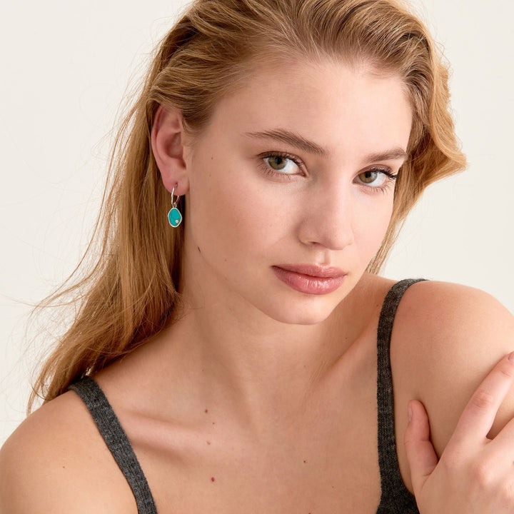 Ania Haie Silver Tidal Turquoise Mini Hoop Earrings | The Jewellery Boutique