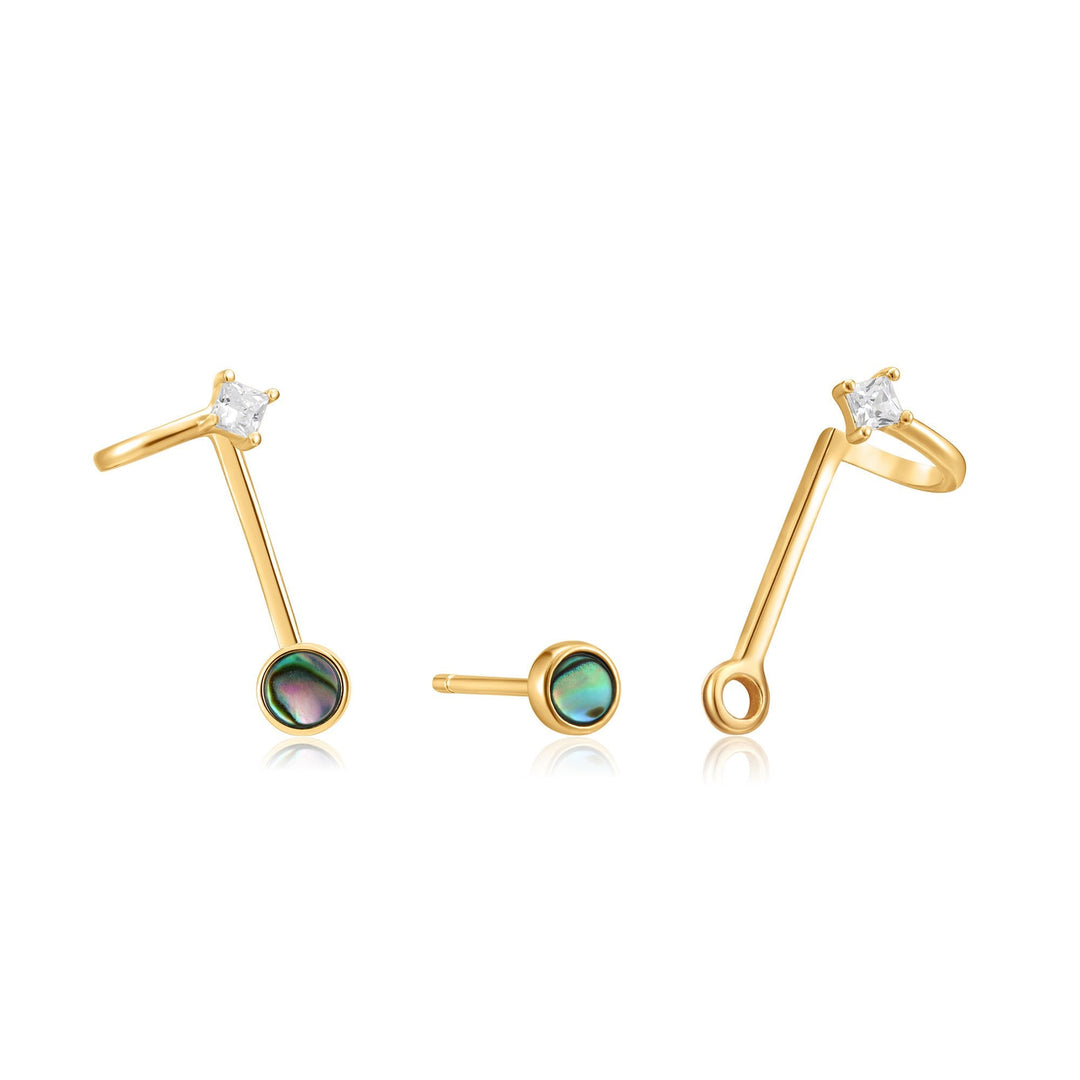 Ania Haie Gold Tidal Abalone Double Stud Earrings | The Jewellery Boutique