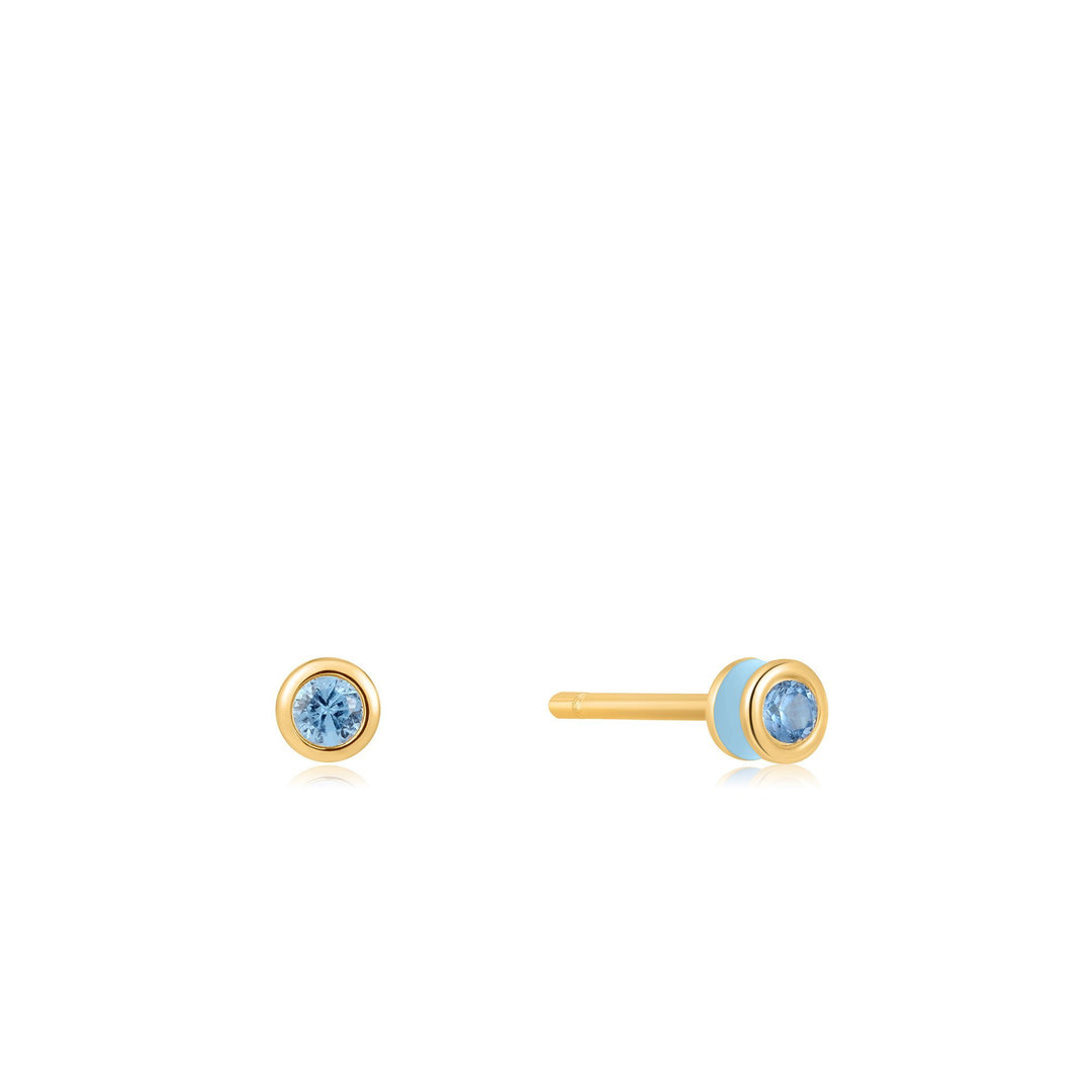 Ania Haie Powder Blue Enamel Gold Stud Earrings