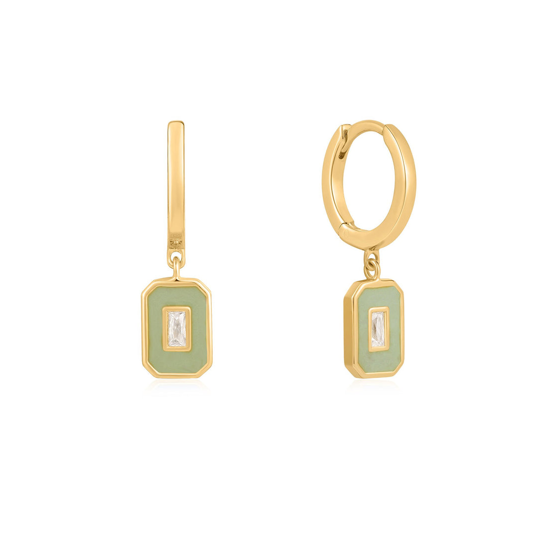 Ania Haie Sage Enamel Emblem Gold Hoop Earrings