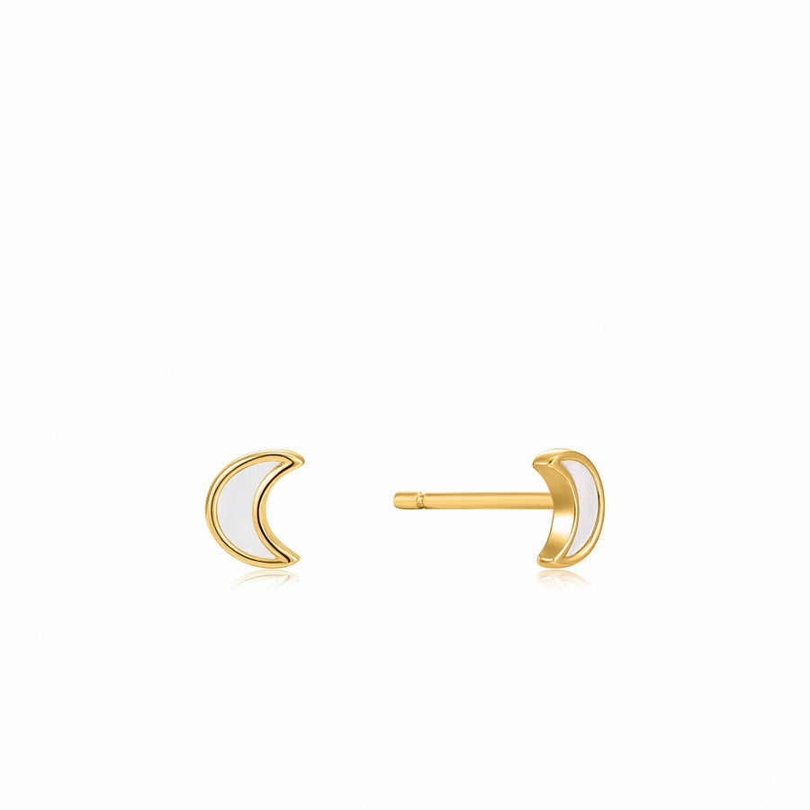 Moon Gold Stud Earrings