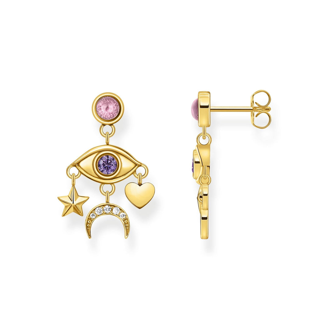 THOMAS SABO Gold Cosmic Earrings with Stylised Eye