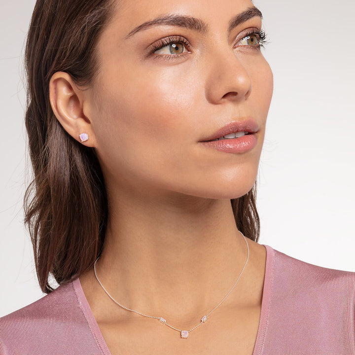 Thomas Sabo Necklace Shimmering Pink Opal Colour Effect