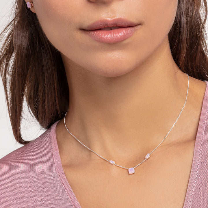 Thomas Sabo Necklace Shimmering Pink Opal Colour Effect