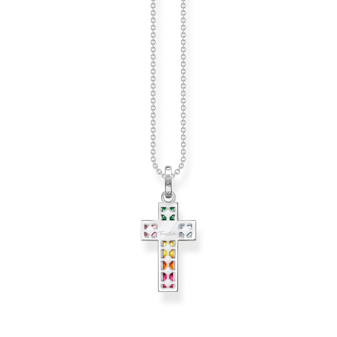 THOMAS SABO Necklace cross colourful stones silver