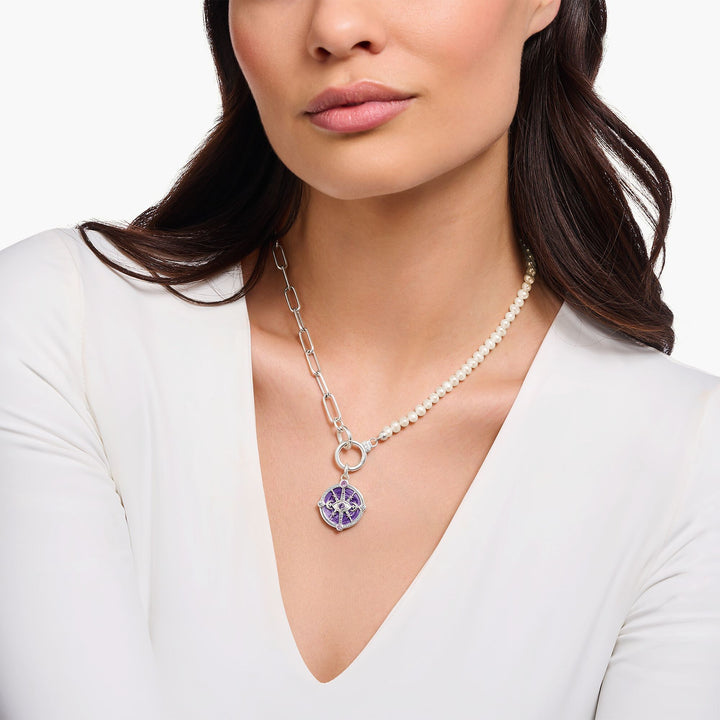 THOMAS SABO Silver Necklace with Freshwater Cultured Pearls and Zirconia